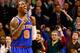 BOSTON, MA - JANUARY 24: J.R. Smith #8 of the New York Knicks reacts after Paul Pierce of the Boston Celtics lost possession of the ball in the final seconds of the fourth quarter during the game on January 24, 2013 at TD Garden in Boston, Massachusetts.