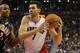 TORONTO, CANADA - OCTOBER 31: Andrea Bargnani #7 of the Toronto Raptors drives to the basket against the Indiana Pacers on October 31, 2012 at the Air Canada Centre in Toronto, Canada. NOTE TO USER: User expressly acknowledges and agrees that, by downl