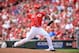 CINCINNATI, OH - AUGUST 22: Mat Latos #55 of the Cincinnati Reds pitches in the third inning against the Arizona Diamondbacks at Great American Ball Park on August 22, 2013 in Cincinnati, Ohio. Cincinnati defeated Arizona 2-1. (Photo by Jamie Sabau/Gett