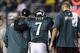 Sep 19, 2013; Philadelphia, PA, USA; Philadelphia Eagles quarterback Michael Vick (7) is helped off the field during the fourth quarter against the Kansas City Chiefs at Lincoln Financial Field. The Chiefs defeated the Eagles 26-16. Mandatory Credit: Howa