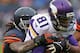 CHICAGO, IL - SEPTEMBER 15: Jerome Simpson #81 of the Minnesota Vikings is wrapped up by Tim Jennings #26 of the Chicago Bears at Soldier Field on September 15, 2013 in Chicago, Illinois. The Bears defeated the Vikings 31-30. (Photo by Jonathan Daniel/G