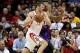 Apr 9, 2013; Houston, TX, USA; Houston Rockets power forward Donatas Motiejunas (20) drives the ball during the second quarter against the Phoenix Suns at Toyota Center. Mandatory Credit: Troy Taormina-USA TODAY Sports