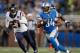 DETROIT, MI - NOVEMBER 22: Ryan Broyles #84 of the Detroit Lions runs for extra yards after a second quarter catch in front of Quintin Demps #27 of the Houston Texans at Ford Field on November 22, 2012 in Detroit, Michigan. (Photo by Gregory Shamus/Getty