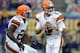MINNEAPOLIS, MN - SEPTEMBER 22: Brian Hoyer #6 of the Cleveland Browns drops back with the football during the game against the Minnesota Vikings on September 22, 2013 at Mall of America Field at the Hubert H. Humphrey Metrodome in Minneapolis, Minnesota.