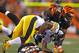CINCINNATI, OH - SEPTEMBER 16: Vontaze Burfict #55 and Terence Newman #23 of the Cincinnati Bengals combine to tackle Isaac Redman #33 of the Pittsburgh Steelers during the second quarter on September 16, 2013 at Paul Brown Stadium on September 16, 2013