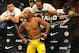Jul 6, 2013; Las Vegas, NV, USA; Anderson Silva (yellow shorts) is introduced for his Middleweight Chamionship Bout at the MGM Grand Garden Arena. Chris Weidman defeated Anderson in a TKO in the second round. Mandatory Credit: Jayne Kamin-Oncea-USA TODAY