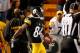 PITTSBURGH, PA - SEPTEMBER 22: Antonio Brown #84 of the Pittsburgh Steelers celebrates a third quarter touchdown catch while playing the Chicago Bears at Heinz Field on September 22, 2013 in Pittsburgh, Pennsylvania. (Photo by Gregory Shamus/Getty Images