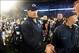 Sep 21, 2013; University Park, PA, USA; Penn State Nittany Lions head coach Bill O'Brien (left) shakes hands with coaches after beating the Kent State Golden Flashes 34-0 at Beaver Stadium. Mandatory Credit: Evan Habeeb-USA TODAY Sports