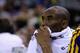 OAKLAND, CA - MARCH 25: Kobe Bryant #24 of the Los Angeles Lakers sits on the bench during their game against the Golden State Warriors at Oracle Arena on March 25, 2013 in Oakland, California. NOTE TO USER: User expressly acknowledges and agrees that, b