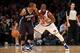 Mar 20, 2013; New York, NY, USA; New York Knicks point guard Raymond Felton (2) guards Orlando Magic point guard Jameer Nelson (14) during the third quarter at Madison Square Garden. Knicks won 106-94. Mandatory Credit: Anthony Gruppuso-USA TODAY Sport