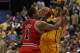 INDIANAPOLIS, IN - APRIL 23: Derrick Rose #1 of the Chicago Bulls defends against Danny Granger #33 of the Indiana Pacers in Game Four of the Eastern Conference Quarterfinals in the 2011 NBA Playoffs at Conseco Fieldhouse on April 23, 2011 in Indianapolis
