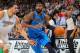 DENVER, CO - APRIL 04: O.J. Mayo #32 of the Dallas Mavericks controls the ball against JaVale McGee #34 of the Denver Nuggets at the Pepsi Center on April 4, 2013 in Denver, Colorado. The Nuggets defeated the Mavericks 95-94. NOTE TO USER: User expressly