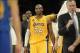 Apr 12, 2013; Los Angeles, CA, USA; Los Angeles Lakers shooting guard Kobe Bryant (24) reacts against the Golden State Warriors during the game at Staples Center. Mandatory Credit: Richard Mackson-USA TODAY Sports