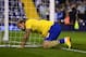 WEST BROMWICH, ENGLAND - SEPTEMBER 25: Nicklas Bendtner of Arsenal goes down injured during the Capital One Cup third round match between West Bromwich Albion and Arsenal at The Hawthorns on September 25, 2013 in West Bromwich, England. (Photo by Jamie