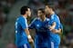 Pepe, Di Maria and Ronaldo celebrate the latter's opener.