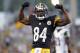 PITTSBURGH, PA - SEPTEMBER 16: Antonio Brown #84 of the Pittsburgh Steelers reacts after making a catch in the second half against the New York Jets during the game on September 16, 2012 at Heinz Field in Pittsburgh, Pennsylvania. The Steelers defeated