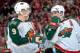 CHICAGO, IL - APRIL 30: Mikko Koivu #9 and Zach Parise #11 of the Minnesota Wild talk in Game One of the Western Conference Quarterfinals against the Chicago Blackhawks during the 2013 Stanley Cup Playoffs at the United Center on April 30, 2013 in Chicago