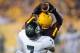 Sep 5, 2013; Tempe, AZ, USA; Arizona State Sun Devils wide receiver Jaelen Strong (21) catches a 24 yard touchdown as Sacramento State Hornets defensive back Joshua Armstrong (7) defends during the first half at Sun Devil Stadium. Mandatory Credit: Matt