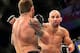 Sep 4, 2013; Belo Horizonte, BRAZIL; Glover Teixeira (right) fights against Ryan Bader during UFC Fight Night at Mineirinho Arena. Mandatory Credit: Jason Silva-USA TODAY Sports