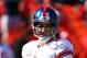 KANSAS CITY, MO - OCTOBER 04: Quarterback Eli Manning #10 of the New York Giants gives a thumbs-up during pregame warm-ups just prior to the start of the game against the Kansas City Chiefs on October 4, 2009 at Arrowhead Stadium in Kansas City, Missouri