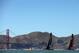 SAN FRANCISCO, CA - SEPTEMBER 23: Oracle Team USA skippered by James Spithill races against Emirates Team New Zealand skippered by Dean Barker during race 16 of the America's Cup Finals on September 23, 2013 in San Francisco, California. Oracles Team USA