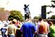 IPSWICH, ENGLAND - AUGUST 01: (EDITORS NOTE A TILT SHIFT LENS WAS USED IN THE CREATION OF THIS IMAGE) Tributes and memories laid by fans are seen at the feet of the Sir Bobby Robson statue outside Portman Road, the stadium of Ipswich Town FC on August 1,