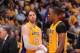 LOS ANGELES, CA - APRIL 26: Pau Gasol #16 and Dwight Howard #12 of the Los Angeles Lakers look on against the San Antonio Spurs at Staples Center in Game Three of the Western Conference Quarterfinals during the 2013 NBA Playoffs on April 26, 2013 in Los A