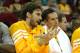 FRESNO, CA - OCTOBER 07: Pau Gasol #16 (L) and Steve Nash #10 of the Los Angeles Lakers talk on the bench during the second half of the game with the Golden State Warriors at Save Mart Center At Fresno State on October 7, 2012 in Fresno, California. The