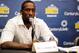 DENVER, CO - JULY 11: J.J. Hickson #7 of the Denver Nuggets address the media during a press conference on July 11, 2013 at the Pepsi Center in Denver, Colorado. NOTE TO USER: User expressly acknowledges and agrees that, by downloading and/or using this