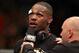 Sep 21, 2013; Toronto, Ontario, CAN; Jon Jones is interviewed by Joe Rogan after defeating Alexander Gustafsson (not pictured) during their light heavyweight championship bout at UFC 165 at the Air Canada Centre. Mandatory Credit: Tom Szczerbowski-USA TOD