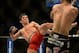 Apr 20, 2013; San Jose, CA, USA; Joseph Benavidez (left) fights Darren Uyenoyama (right) during the flyweight bout prelims of the UFC on Fuel TV at HP Pavilion. Mandatory Credit: Kyle Terada-USA TODAY Sports
