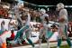 MIAMI GARDENS, FL - SEPTEMBER 22: Brian Hartline #82 of the Miami Dolphins reacts to scoring a touchdown pass during a game against the Atlanta Falcons at Sun Life Stadium on September 22, 2013 in Miami Gardens, Florida. (Photo by Mike Ehrmann/Getty Ima
