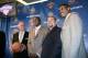 From left to right: Larry Brown, Isiah Thomas, James Dolan and Steve Mills