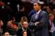 NEW YORK - FEBRUARY 4: Head coach Isiah Thomas of the New York Knicks watches the game against the Los Angeles Clippers on February 4, 2008 at Madison Square Garden in New York City. NOTE TO USER: User expressly acknowledges and agrees that, by downloadin