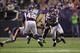Dec 9, 2012; Minneapolis, MN, USA; Minnesota Vikings fullback Jerome Felton (42) blocks as running back Adrian Peterson (28) carries the ball against the Chicago Bears at the Metrodome. The Vikings defeated the Bears 21-14. Mandatory Credit: Brace Hemmelg
