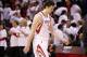 Apr 27, 2013; Houston, TX, USA; Houston Rockets center Omer Asik (3) reacts after losing to the Oklahoma City Thunder 104-101 in game three of the first round of the 2013 NBA playoffs at the Toyota Center. Mandatory Credit: Troy Taormina-USA TODAY Sports