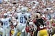 Sep 22, 2013; Landover, MD, USA; Detroit Lions wide receiver Calvin Johnson (81) catches a touchdown pass in front of Washington Redskins safety Brandon Meriweather (31) during the second half at FedEX Field. The Lions won 27 - 20. Mandatory Credit: Brad