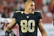 TAMPA, FL - SEPTEMBER 15: Tight end Jimmy Graham #80 of the New Orleans Saints celebrates after a 16 - 14 victory against the Tampa Bay Buccaneers September 15, 2013 at Raymond James Stadium in Tampa, Florida. (Photo by Al Messerschmidt/Getty Images)