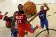 HOUSTON, TX - FEBRUARY 17: James Harden #13 of the Houston Rockets and the Western Conference goes up for a shot between LeBron James #6 and Chris Bosh #1 of the Eastern Conference during the 2013 NBA All-Star game at the Toyota Center on February 17, 20