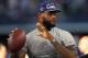 ARLINGTON, TX - SEPTEMBER 08: NBA player Lebron James of the Miami Heat throws a football at AT&T Stadium before a Sunday night game between the New York Giants and the Dallas Cowboys on September 8, 2013 in Arlington, Texas. (Photo by Ronald Martinez/G