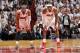 MIAMI, FL - JUNE 20: Dwyane Wade #3 and LeBron James #6 of the Miami Heat stand on the court during Game Seven of the 2013 NBA Finals on June 20, 2013 at the American Airlines Arena in Miami, Florida. NOTE TO USER: User expressly acknowledges and agrees t