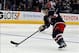 Jan 21, 2013; Columbus, OH, USA; Columbus Blue Jackets right wing Cam Atkinson (13) skates in on gaol against the Detroit Red Wings during the shootout at Nationwide Arena. Detroit defeated Columbus 4-3 in a shootout. Mandatory Credit: Russell LaBounty-U