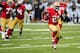 ST. LOUIS, MO - SEPTEMBER 26: Frank Gore #21 of the San Francisco 49ers runs for a touchdown against the St. Louis Rams at the Edward Jones Dome on September 26, 2013 in St. Louis, Missouri. (Photo by Michael Thomas/Getty Images)