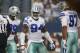 ARLINGTON, TX - SEPTEMBER 22: DeMarcus Ware #94 of the Dallas Cowboys celebrates a sack against Sam Bradford #8 of the St. Louis Rams with George Selvie #99 (left) and Jason Hatcher #97 at AT&T Stadium on September 22, 2013 in Arlington, Texas. (Photo