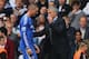 LONDON, ENGLAND - SEPTEMBER 28: Jose Mourinho manager of Chelsea talks to Fernando Torres of Chelsea after he is sent off during the Barclays Premier League match between Tottenham Hotspur and Chelsea at White Hart Lane on September 28, 2013 in London, E