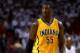 MIAMI, FL - JUNE 03: Roy Hibbert #55 of the Indiana Pacers looks on as he reacts in the first half against the Miami Heat during Game Seven of the Eastern Conference Finals of the 2013 NBA Playoffs at AmericanAirlines Arena on June 3, 2013 in Miami, Flor