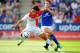 LEICESTER, ENGLAND - JULY 27: Radamel Falcao of Monaco in action with Sean St Ledger of Leicester during the the pre season friendly match between Leicester City and Monaco at The King Power Stadium on July 27, 2013 in Leicester, England. (Photo by Micha