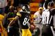 PITTSBURGH, PA - SEPTEMBER 22: Antonio Brown #84 of the Pittsburgh Steelers celebrates a third quarter touchdown catch while playing the Chicago Bears at Heinz Field on September 22, 2013 in Pittsburgh, Pennsylvania. (Photo by Gregory Shamus/Getty Images