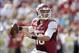 Aug 31, 2013; Fayetteville, AR, USA; Arkansas Razorback quarterback Brandon Allen (10) looks to make a pass during a game against the Louisiana Ragin' Cajuns at Donald W. Reynolds Razorback Stadium. Mandatory Credit: Beth Hall-USA TODAY Sports
