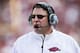 FAYETTEVILLE, AR - AUGUST 31: Head Coach Bret Bielema of the Arkansas Razorbacks on the sidelines during a game against the Louisiana-Lafayette Ragin Cajuns at Razorback Stadium on August 31, 2013 in Fayetteville, Arkansas. The Razorbacks defeated the R